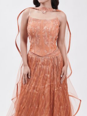Rust Tissue Lehenga  - image 2