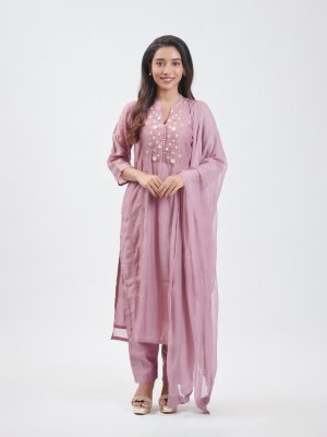 Onion Pink Chanderi Palazzo - image 1