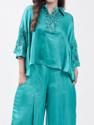Ananda Blue Satin Dhoti - image 3