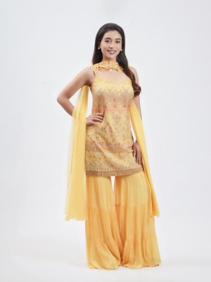 Chrome Yellow Crepe Palazzo - image 2