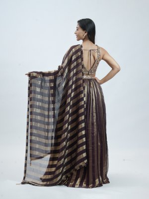 Deep Purple Tissue Party Wear Lehenga - image 4