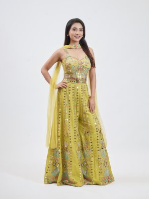  Neon Green Raw Silk plazzo - image 2