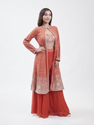 Bright Orange Georgette Palazzo - image 1