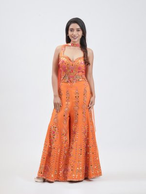 Pumpkin Orange Raw Silk Palazzo - image 2