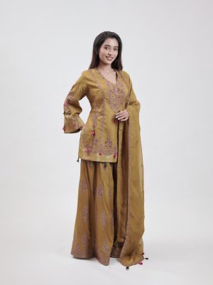 Mustard Yellow Chanderi Palazzo - image 2