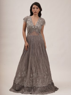 Purple Crushed Chiffon Anarkali - image 2