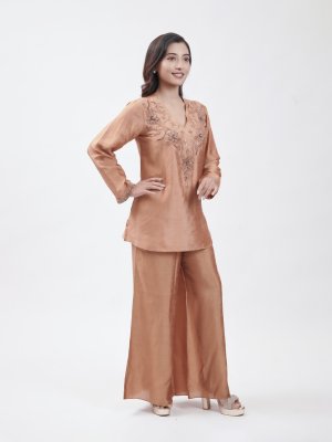  Caramel Raw Silk Palazzo - image 2