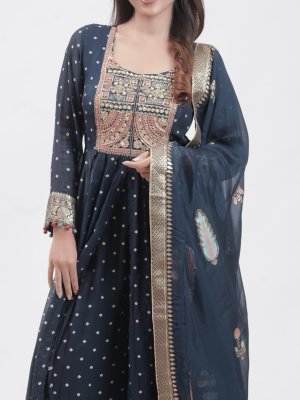 Navy Blue Georgette Palazzo - image 3