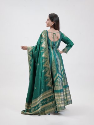 Forest Green Chanderi Straight Pant - image 4