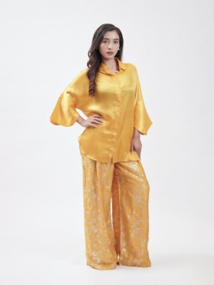 Deep Yellow Satin Kurta  - image 2