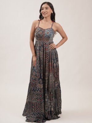 Blue Modal Silk Dress - image 1