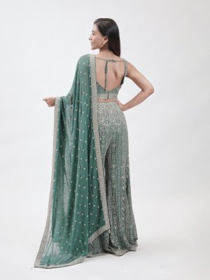 Rama Green Georgette Palazzo - image 4