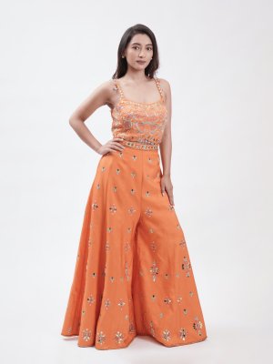 pumpkin Orange Raw Silk Top - image 1