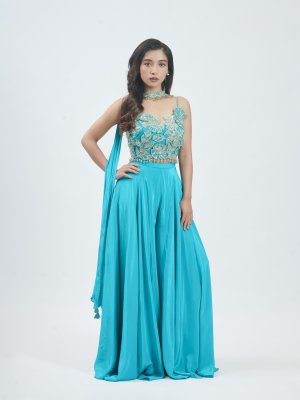 Ramar Blue Crepe Palazzo  - image 1
