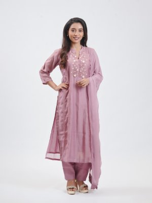 Onion Pink Chanderi Palazzo - image 2