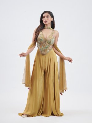 Mehandi Green Crepe Palazzo - image 1