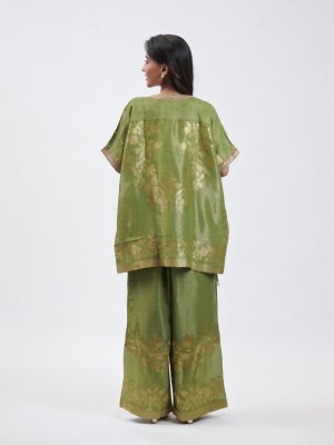 Sage Green Banarasi Tissue Plazzo - image 4