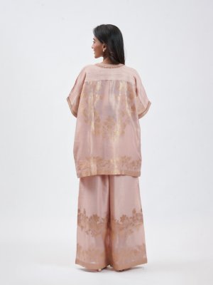 Powder Pink Banarasi Tissue Plazzo - image 4