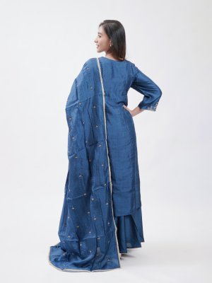 Indigo Tussar Straight Pant  - image 4