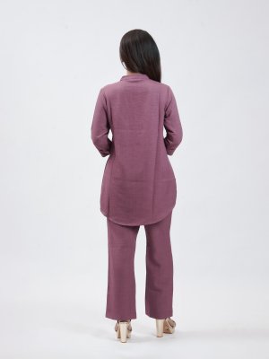 Red Violet Georgette Crepe Straight Pant - image 4