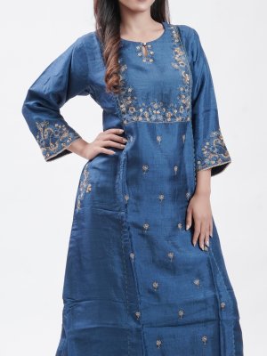Indigo Tussar Straight Pant  - image 3