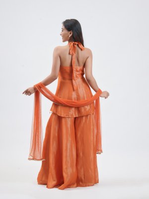 Flame Orange Tissue Palazzo - image 4