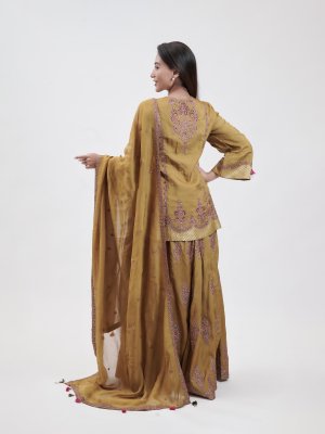 Mustard Yellow Chanderi Palazzo - image 4