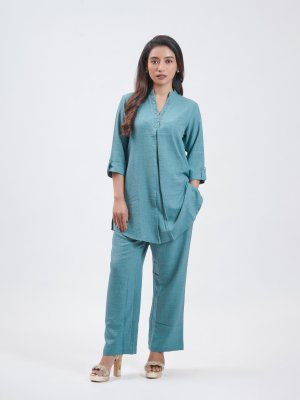 Ice Blue Georgette Crepe Straight Pant - image 1