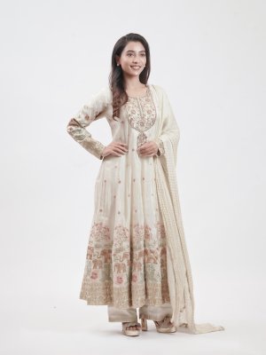 Half White Tissue Palazzo Ensemble - image 2