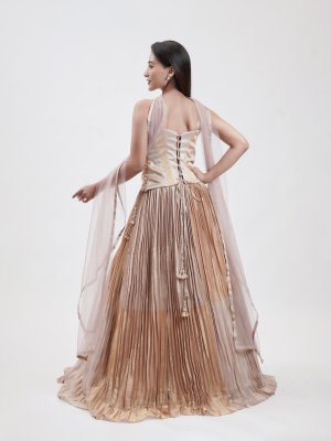 Gold Sand Tissue Lehenga - image 4