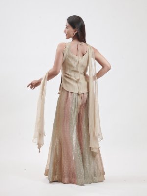 Dull Gold Tissue Palazzo Ensemble   - image 4