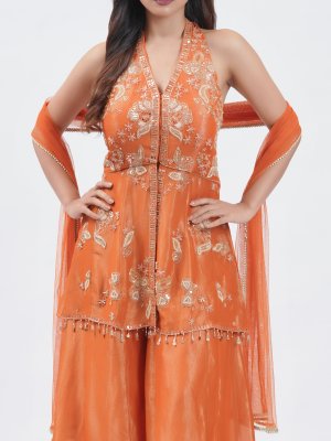 Flame Orange Tissue Palazzo - image 3