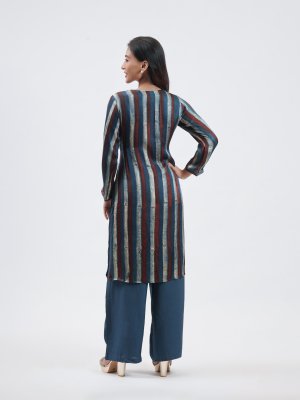 Indigo Blue Modal Silk Salwar Set  - image 4