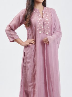 Onion Pink Chanderi Palazzo - image 3