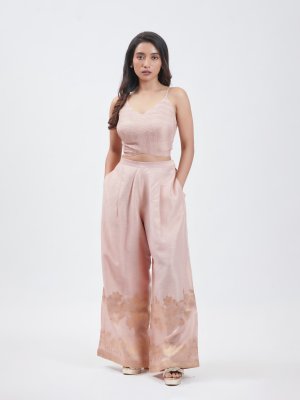 Powder Pink Banarasi Tissue Plazzo - image 2