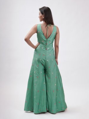 Forest Green Raw Silk Top - image 4