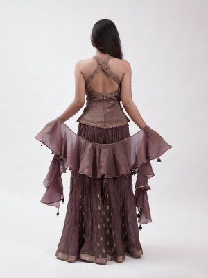 Mauve Wood Organza Palazzo - image 4