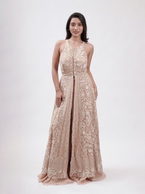 Pastel Tan Organza Palazzo - image 2