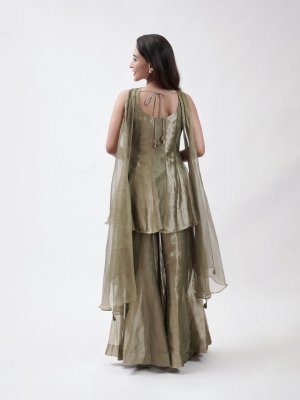 Olive Green Tissue Palazzo   - image 4