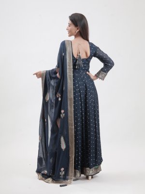 Navy Blue Georgette Palazzo - image 4