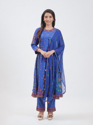 Pepsi Blue Raw Silk Straight pant - image 1