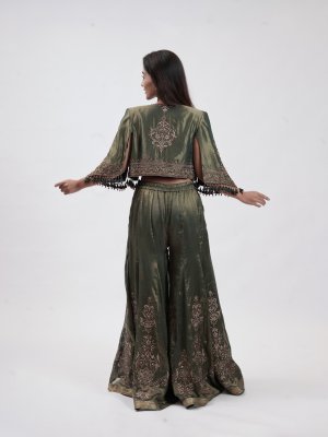 Olive Green Tissue Palazzo - image 4