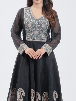 Black Chanderi Straight Pant - image 3
