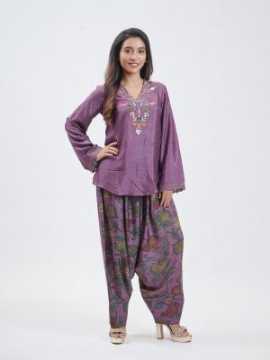 Grape Raw Silk Dhoti pant - image 1