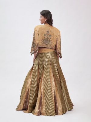 Mustard and Green Tissue Lehenga  - image 4