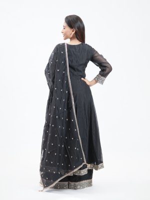 Black Chanderi Straight Pant - image 4