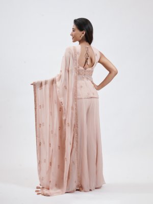 Powder Peach Georgette Palazzo - image 4