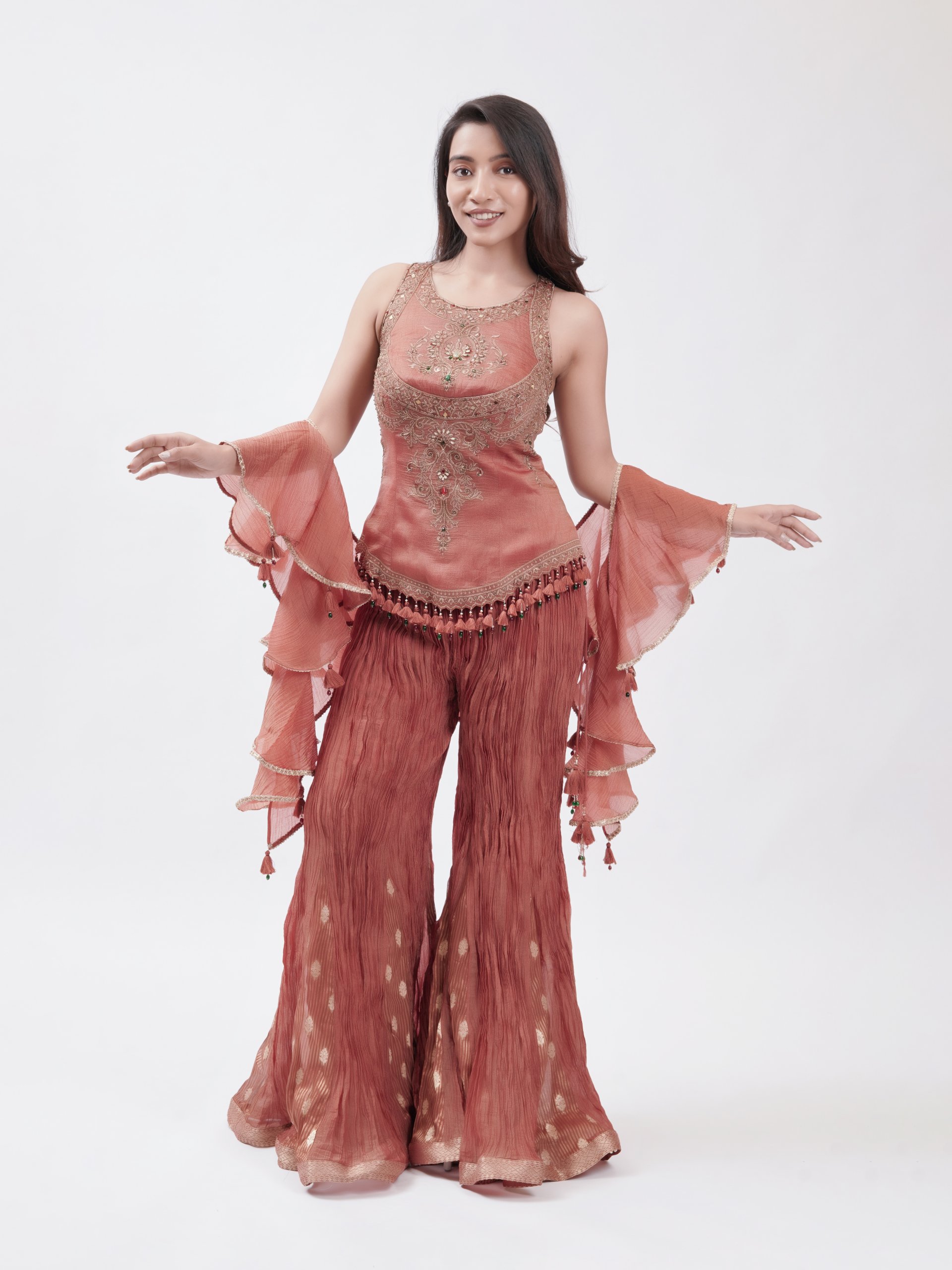 Rust Orange Organza Palazzo