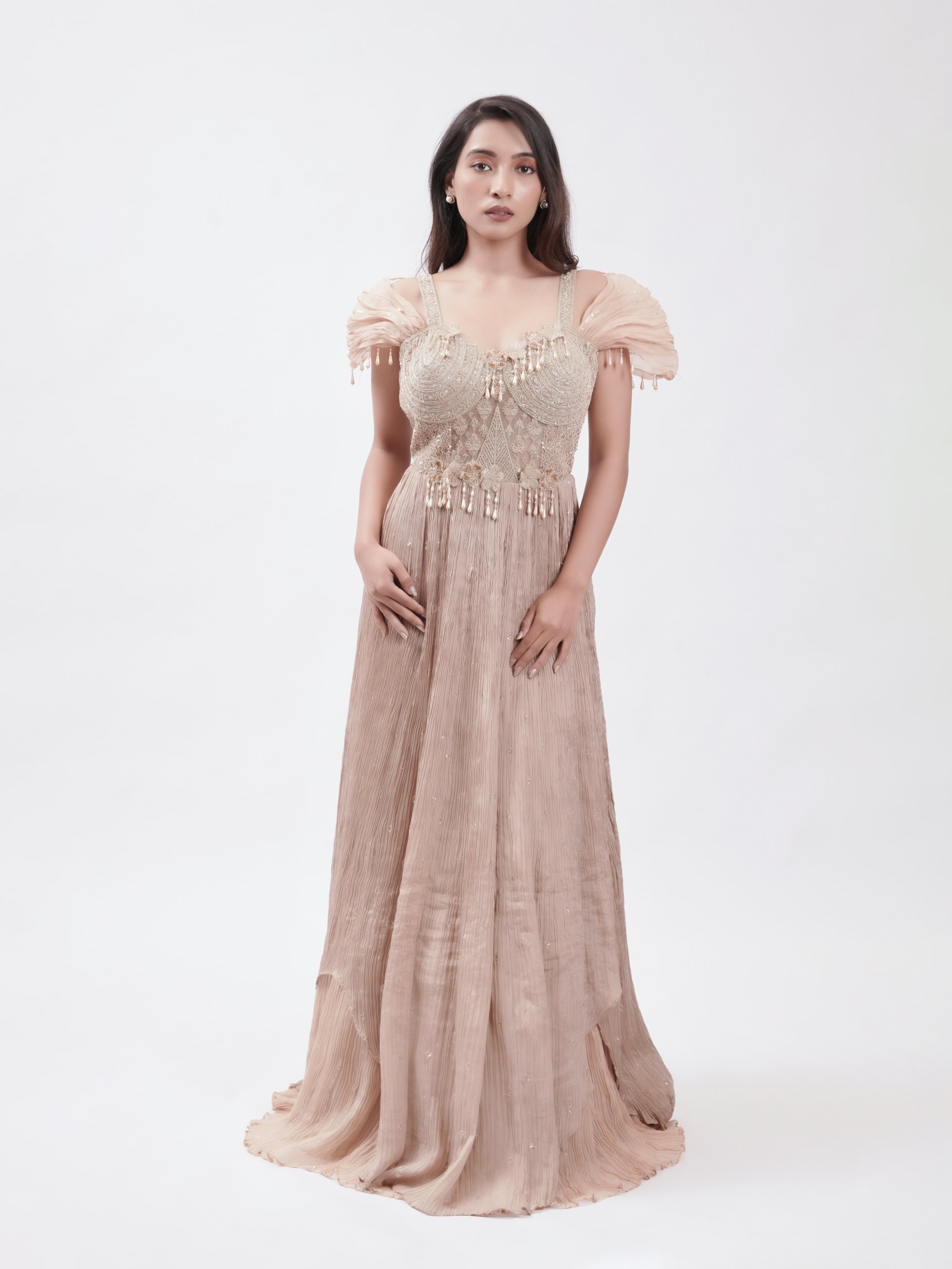 Sand Chiffon Party Gown 