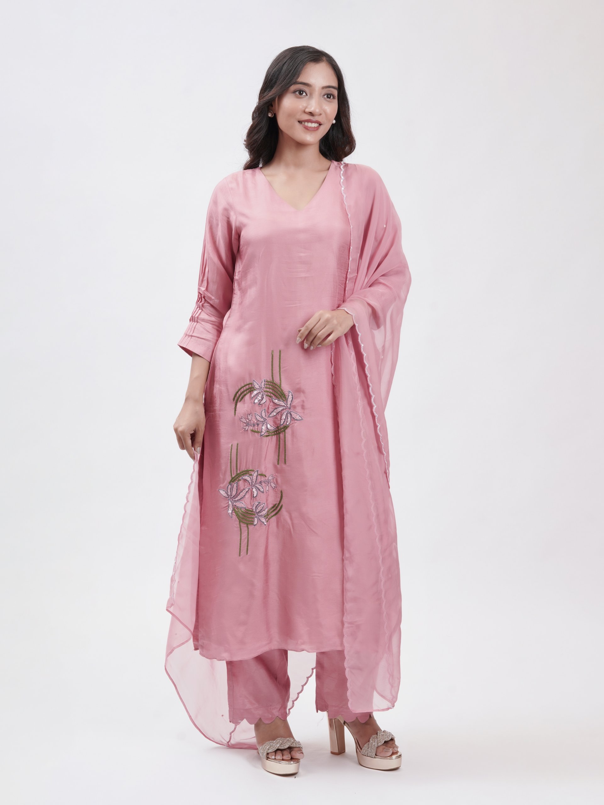 Pink Rayon Kurta Set
